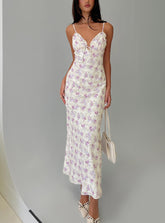 Jessamine Frill Maxi Dress White / Lilac