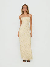 Alliza Square Neck Maxi Dress Yellow Floral