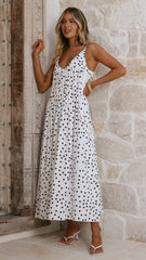 Dimmi Maxi Dress - White/Black Polka
