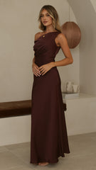Auria Off Shoulder Maxi Dress - Chocolate