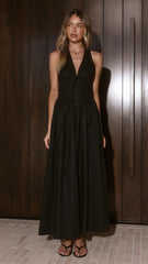 Rachel Tie Back Maxi Dress - Black