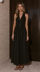 Rachel Tie Back Maxi Dress - Black