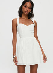 Zolena Halter Mini Dress White