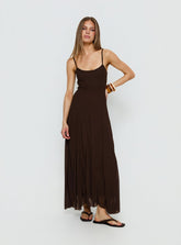 Janeira Pleat Maxi Dress Chocolate