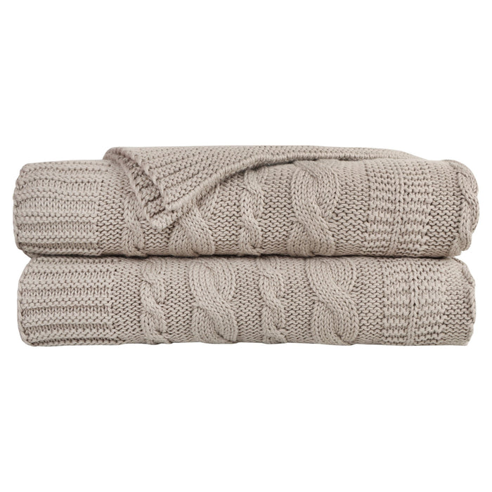 Organic Cotton Cable Knit Throw - DelaraHome