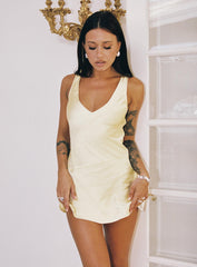 Kingslie Low Back Mini Dress Baby Yellow Petite