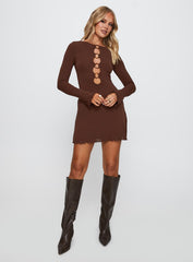 Dejonge Long Sleeve Ring Mini Dress Brown