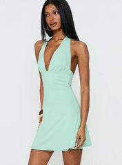 Tinisie Halter Mini Dress Aqua