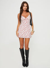 Karena Mini Dress White / Red Floral Petite