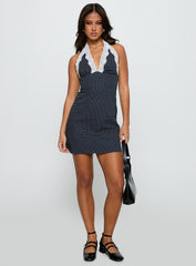 Pursuit Of Love Halter Mini Dress Navy