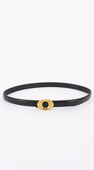 Maya Metal Buckle Faux Leather Belt - Black