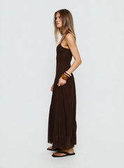 Janeira Pleat Maxi Dress Chocolate