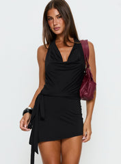 Roxane Plunge Asymmetrical Romper Black