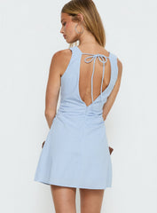Falling Stars Ruched Mini Dress Baby Blue