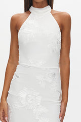Shana Halterneck Maxi Dress Embellished White