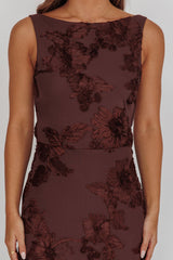 Helsi Low Back Maxi Dress Floral Chocolate