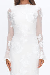 Helsi Long Sleeve Embellished Maxi Dress White