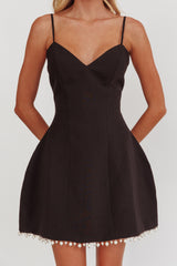 Besos Pearl Hem Mini Dress Black