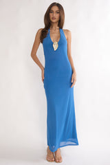 Alouette Backless Halterneck Maxi Dress Blue