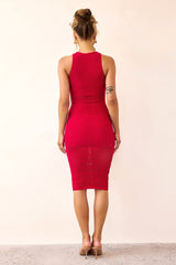 Marlie Knit Midi Dress - Red