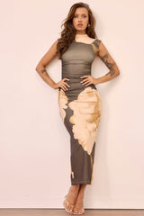 Escape Plans Mesh Midi Dress - Dark Olive