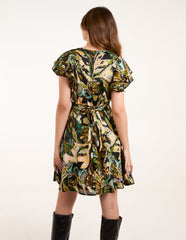 Abstract Angel Sleeve Wrap Mini Dress