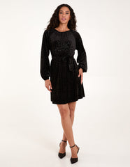Velvet Belted Swing Dress