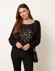 Embroidered Sequin Flower Top