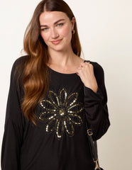 Embroidered Sequin Flower Top