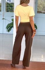 Alamara Brown Floral Detail Wide Leg Pants - PRE ORDER