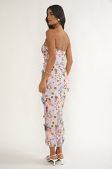 Posetta Strapless Floral Embellished Maxi Dress Purple