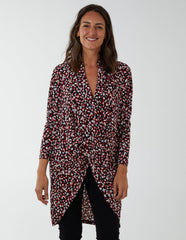 Draped Dip Hem Long Top