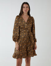 Ruffle Fixed Wrap Tie Dress