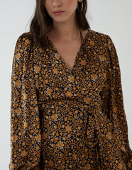 Ruffle Fixed Wrap Tie Dress