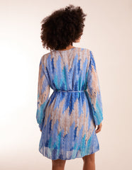 Zig Zag Printed Belted Dress