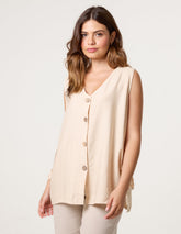 Button Through Side Detail Waistcoat Top