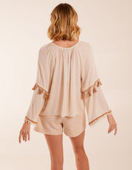 Tassel Wide Sleeve Blouse