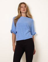 Knitted Frill Sleeve Batwing Jumper