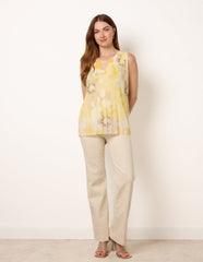 Watercolour Floral Printed Pleated Top