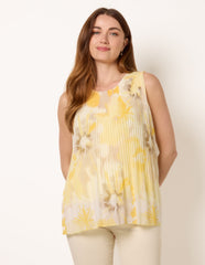 Watercolour Floral Printed Pleated Top