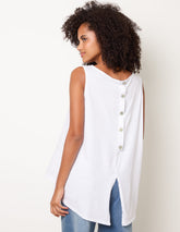 Jersey Back Linen Woven Front Sleeveless Top