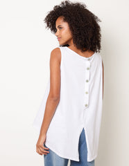 Jersey Back Linen Woven Front Sleeveless Top