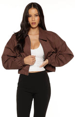 Bobbi Chocolate Collar Bomber Jacket