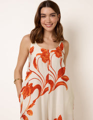 Floral Print Wide Leg Jumpsuit