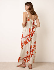 Floral Print Wide Leg Jumpsuit