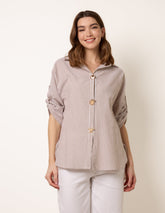 Gold Shell Button Front Stripe Shirt