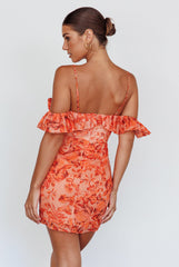 Catania Off-Shoulder Ruffle Mini Dress Floral Orange