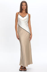 Amarante Cowl Bust Maxi Dress Contrast Oyster