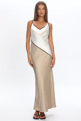 Amarante Cowl Bust Maxi Dress Contrast Oyster