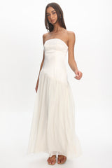 Karielle Asymmetric Drop Waist Maxi Dress Ivory
